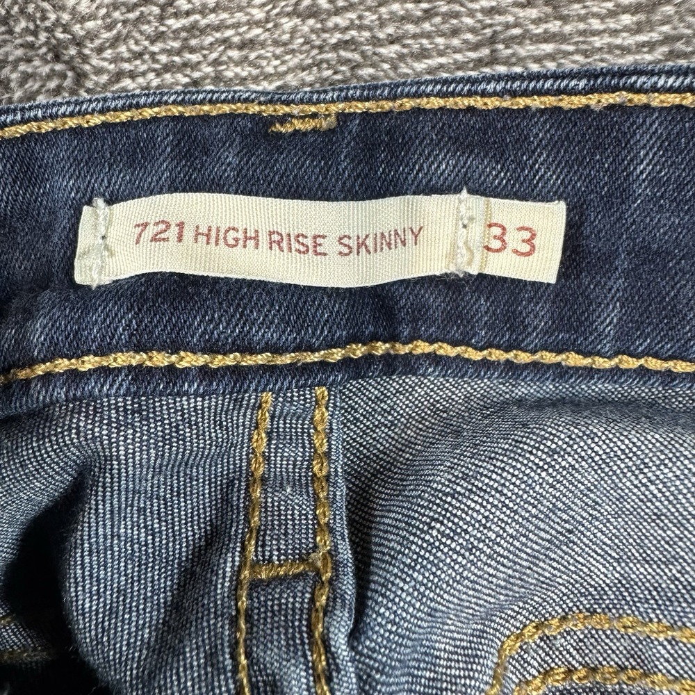 LEVI'S Womens 721 High Rise Skinny Jeans Size 33 Blue - Picture 9 of 13